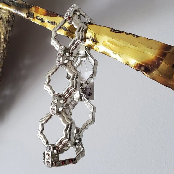 Signed Lia Sophia Silver-tone and Clear Rhinestone Link Bracelet - Picture 8 of 10